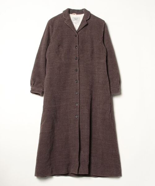 YAECA（ヤエカ） ストライプ柄ステンカラーコート M ブラウン