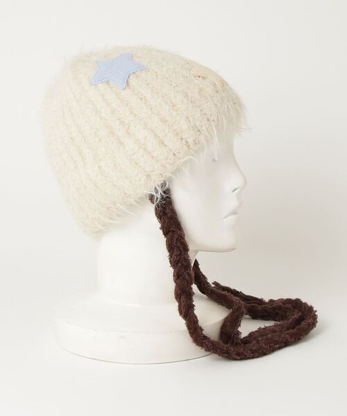 ニット帽 ニットキャップ 「HIKA」星モチーフモヘア風ニットCAP