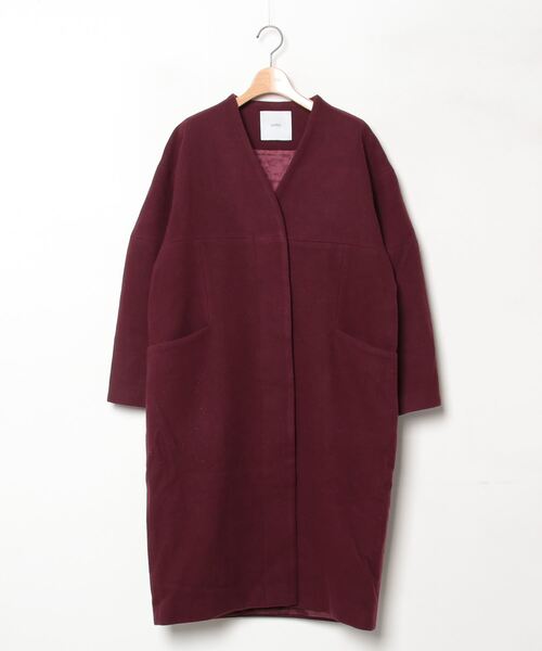 UN3D.（アンスリード） ノーカラーコート 38 レッド レディース