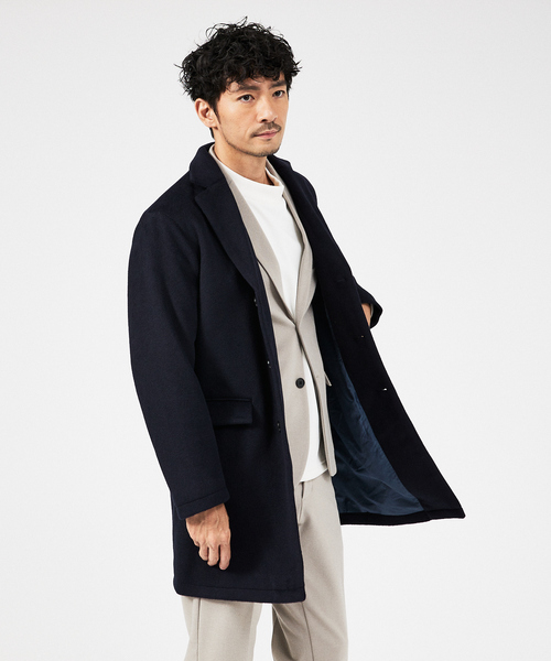 ABAHOUSE GRAY チェスターコート コート 「シャギーニット」メルトン