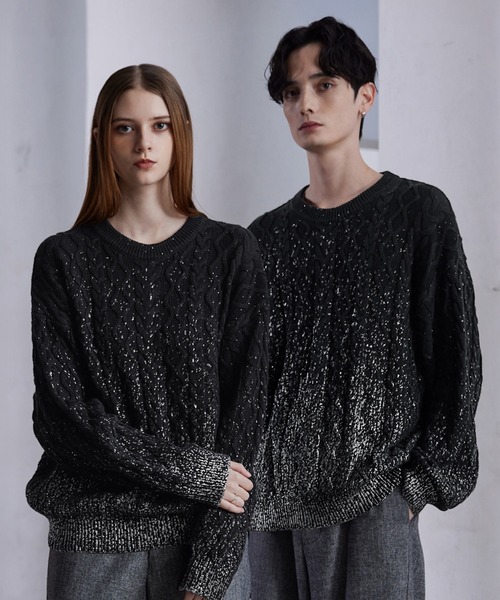 CLEL（クレイル） セーター ニット 「CLEL」Foil Print Cable Crew