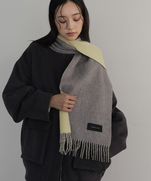 hellam（ヘラム） マフラー ストール カシミアブレンドバイカラー