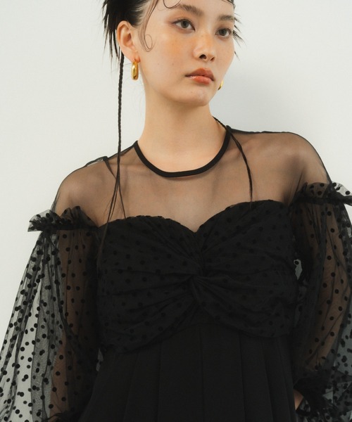 ANDRESD パンツドレス フロッキードットパンツドレス / flocky dot