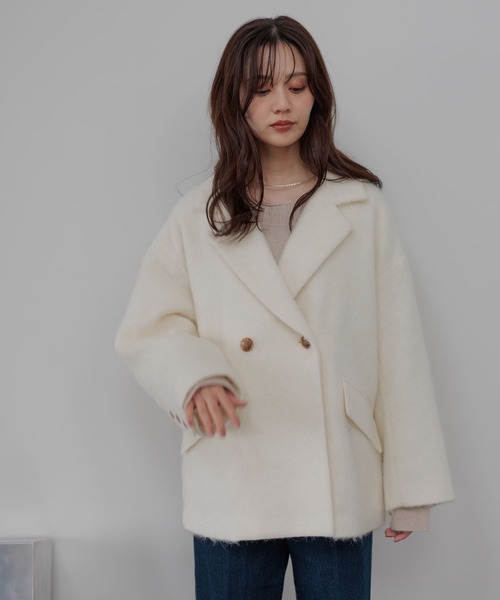 Andemiu（アンデミュウ） ピーコート pコート アルパカシャギーハーフ