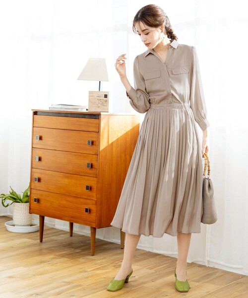 Tiaclasse シャツワンピース 「洗える」ヴィンテージサテンシャツ