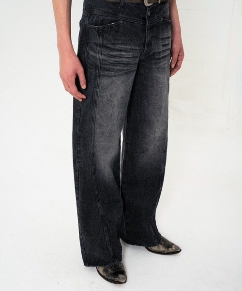 Camphor wood ジーンズ CRUSH FADE SIDE SEEM BOOTS CUT JEANS