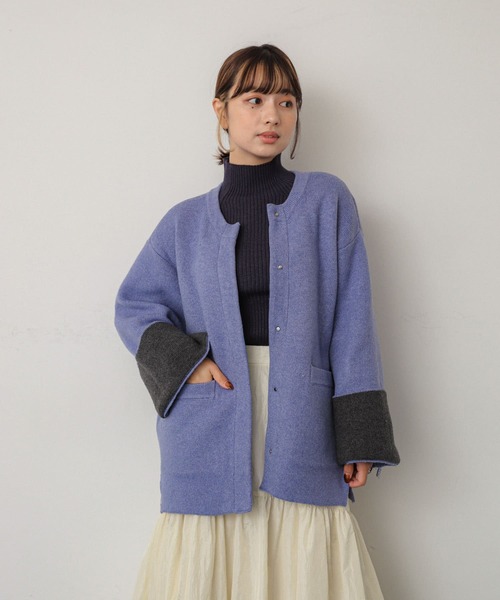 SENSE OF PLACE by URBAN RESEARCH コート アウター バイカラーニット