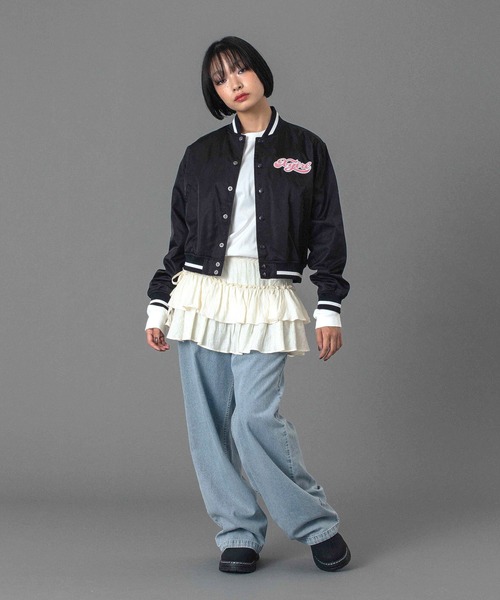 X-girl（エックスガール） スタジャン CHEERFUL LOGO VARSITY JACKET