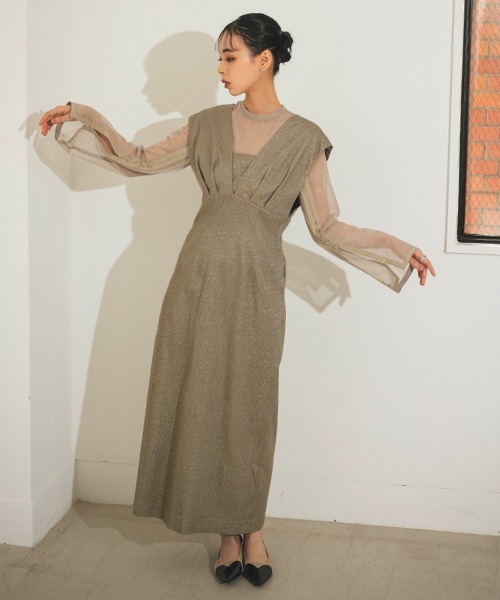 DONOBAN（ドノバン） ドレス 「ANDRESD」V line jacquard dress
