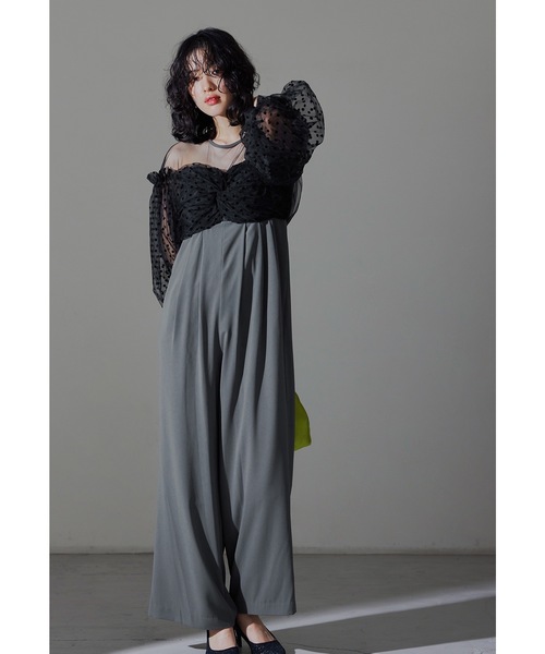 niana（ニアナ） パンツドレス フロッキードットパンツドレス