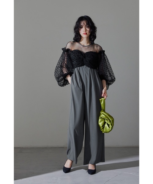 niana（ニアナ） パンツドレス フロッキードットパンツドレス