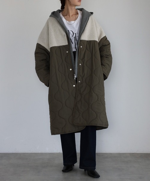 TRIANGLE PALETTE ダウンコート ダウンジャケット ロングボア切り替え