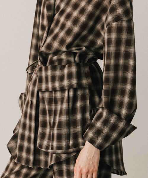 CREDONA（クレドナ） ブラウス シャツ SHEER CHECK SHIRT JACKET