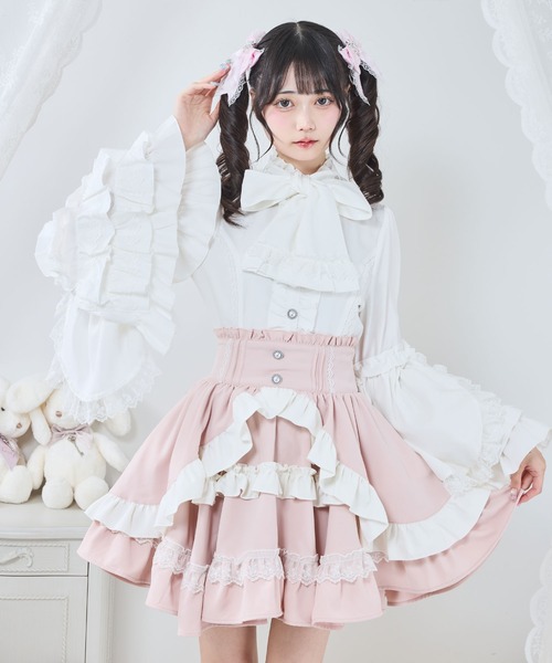 DearMyLove スカート カシュクールフリルたっぷりリボンミニスカート