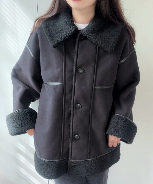 LAUIR（ラウアー） ムートンコート ボアコート リバーシブルボア