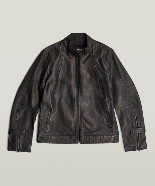 G-STAR RAW 革ジャン ライダース Biker Leather Jacket/シングルレザー
