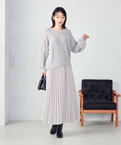 COMME CA ISM（コムサイズム） スカート エンボス加工プリーツスカート