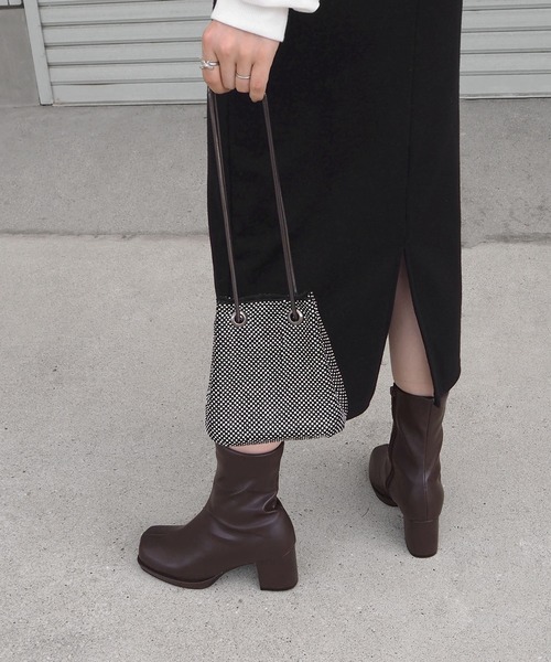 minia（ミニア） ショルダーバッグ バッグ ラインストーンミニ巾着