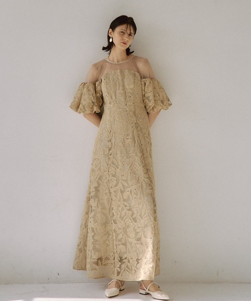 LE'RURE ドレス Cotton race souffle sleeve dress : ZOZOTOWN Yahoo