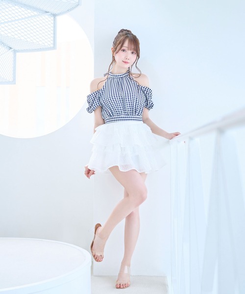 Rose Muse（ロゼミューズ） スカート Jacquard tiered mini skirt