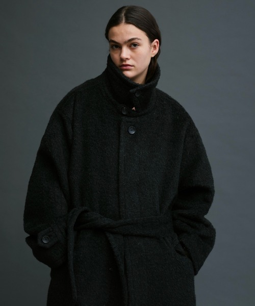 soerte ステンカラーコート コート Wool Blend Shaggy Over Coat