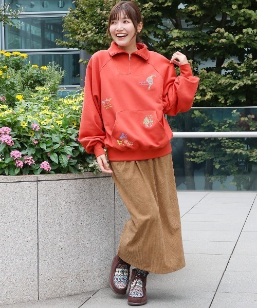 Munsing wear 刺繍 ハーフジップ プルオーバー トレーナー 日本製