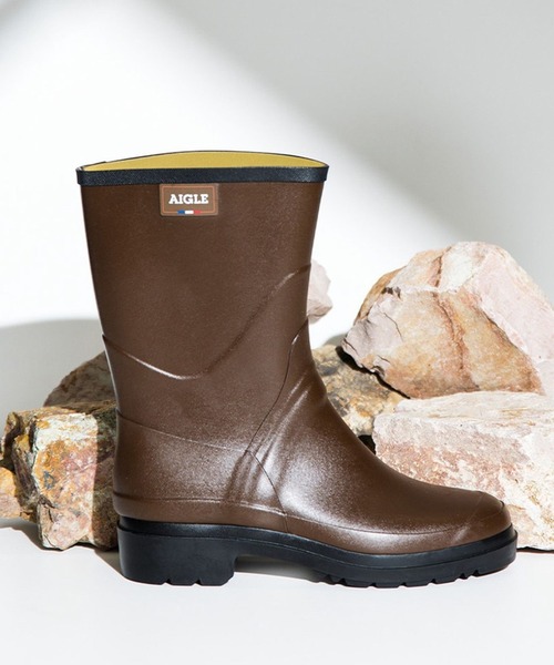 AIGLE ダークブラウン レインブーツ 45 AIGLE ダークブラウン レイン