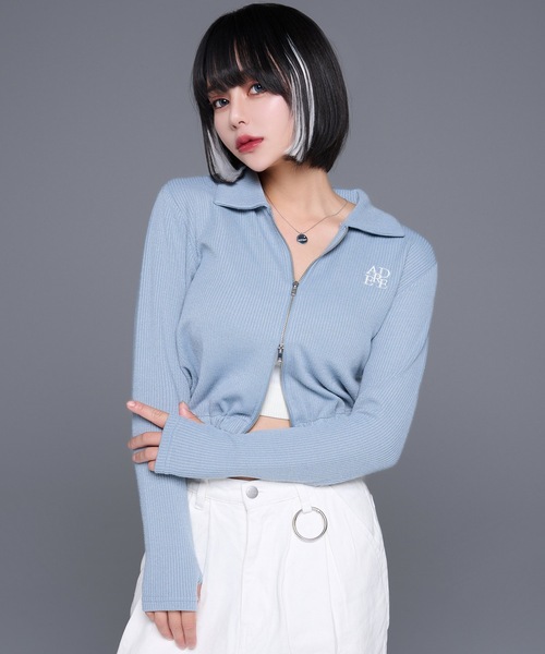 adree（アドリー） ニット セーター double zip up thumbhole knit