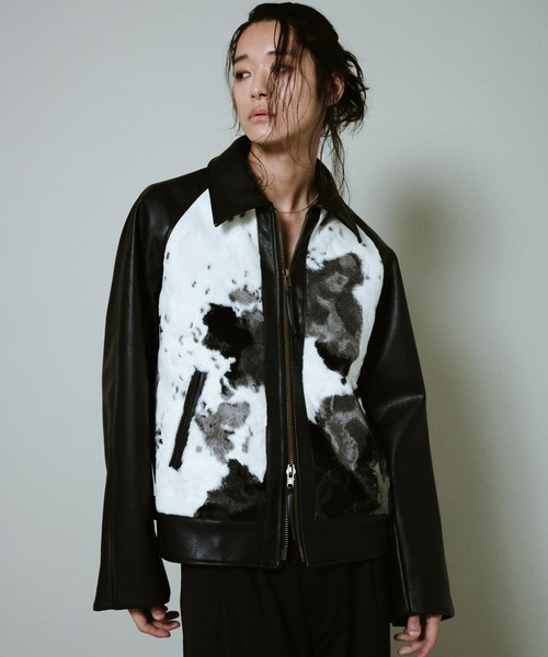 Camphor wood コート ジャケット faux haircalf leather jacket