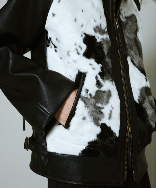 Camphor wood コート ジャケット faux haircalf leather jacket