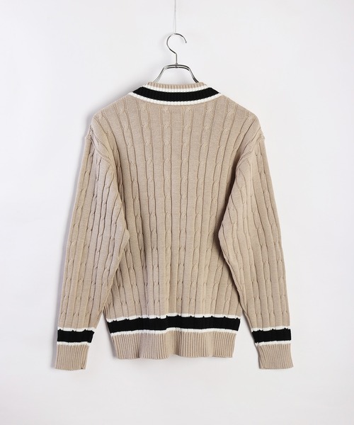 WESTSEA（ウエストシー） セーター ニット 日本製 ケーブル編み V