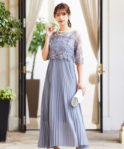 niana（ニアナ） ドレス 刺繍レース切り替えプリーツロング結婚式