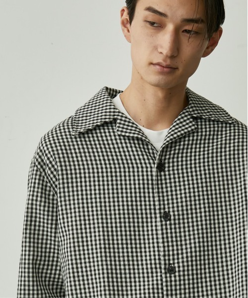 BLANK HOTEL シャツ Gingham Open-Collar Shirt / ギンガムチェック