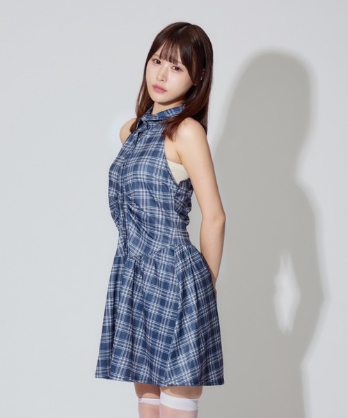ALLuRing ChaRm ワンピース 「2点セット」Sleeveless Check Mini Dress