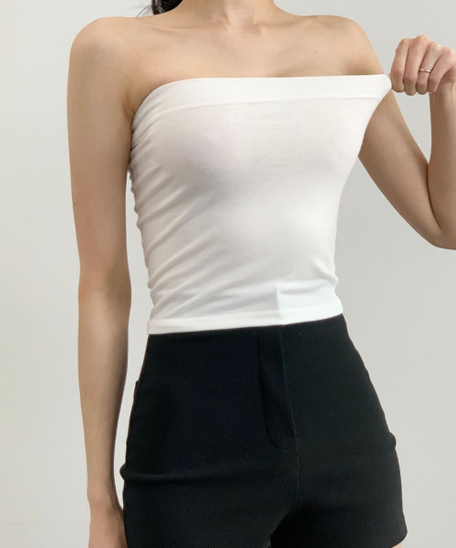 最安 melt the lady リブチューブトップ ブラック melt the lady rib