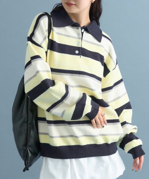 mystic（ミスティック） ニット セーター マルチボーダーラガーニット