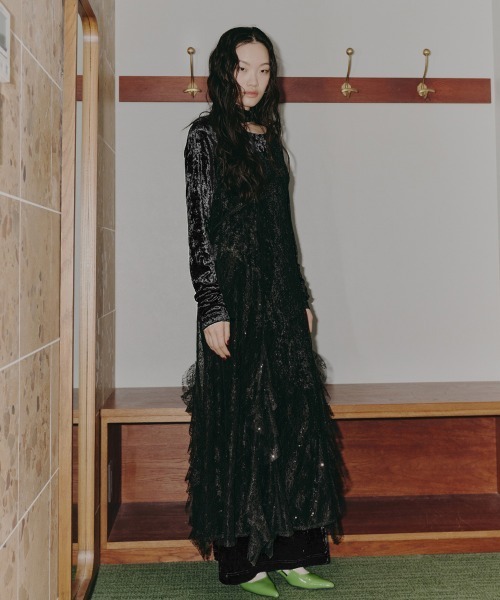 ANDRESD ドレス スパークルレースベロアドレス / sparkle lace velour