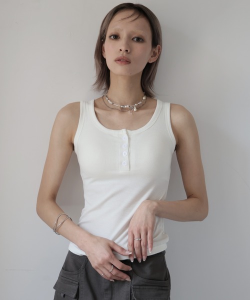 ULYSSES タンクトップ ノースリーブ 「ブラトップ」カップ付きヘンリー