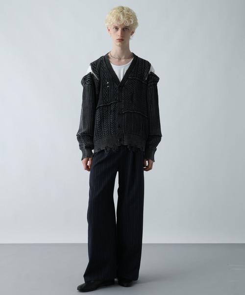 HARE（ハレ） カーディガン BIGダメージZIPカーディガン(HARE) メンズ