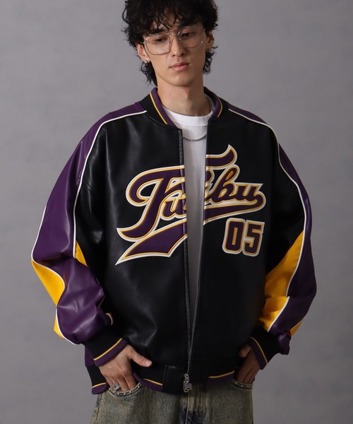 FUBU（フブ） スタジャン Faux Leather Game Jacket / フォウ レザー