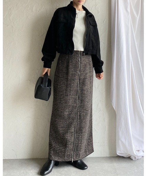 She's Closet スカート ロング丈グレンチェックタイトジップスカート