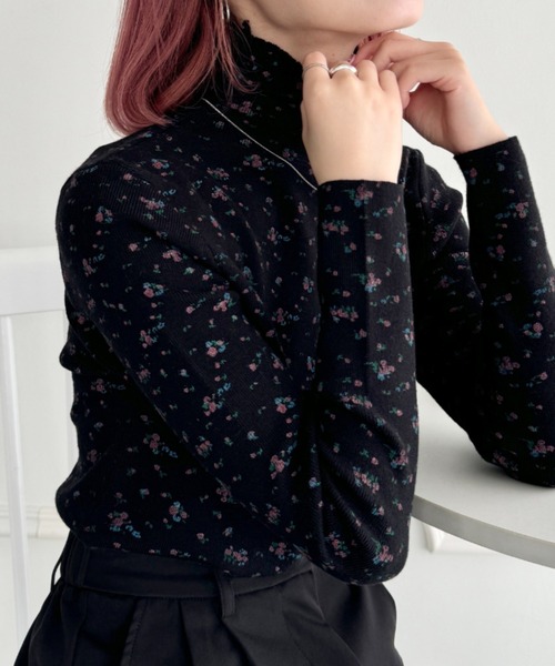 SOLLON.（ソルロン） tシャツ 小花柄ハイネックトップス レディース