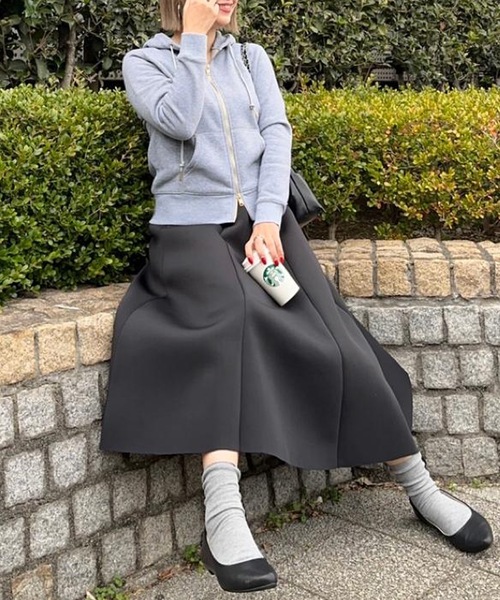 adidas ブラック ダンボールニット フード スカート セットアップ L