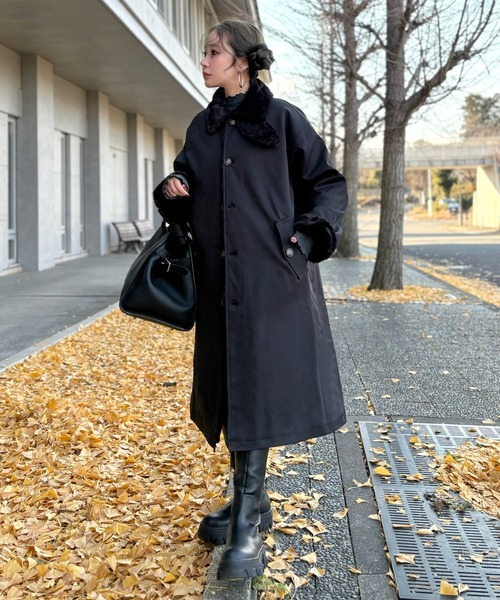 ステンカラーコート コート 2way collar fur reversible coat /2way