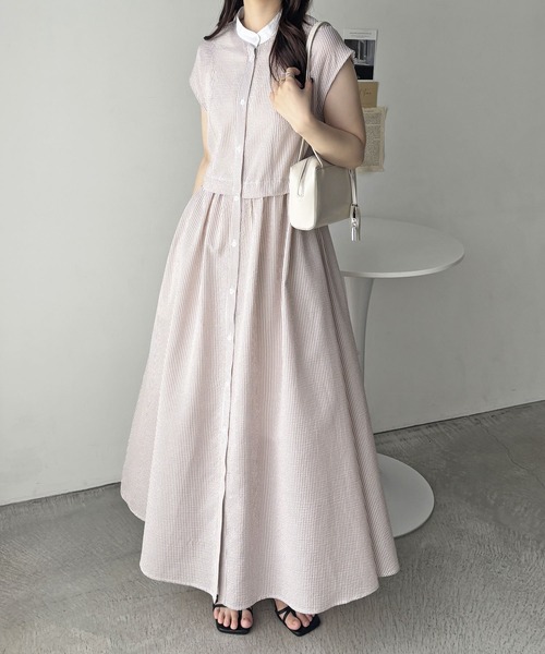 フォクシー✨ギャザー ワンピース フレンチスリーブ プリーツ 膝丈