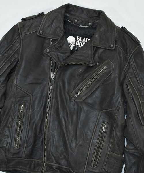 VINTAGE 革ジャン ライダース 「ヴィンテージ古着」BLACK BRAND スカル