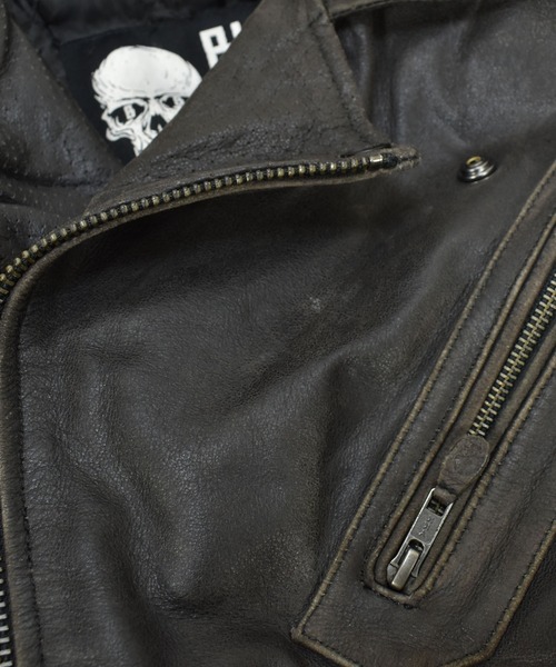 VINTAGE 革ジャン ライダース 「ヴィンテージ古着」BLACK BRAND スカル