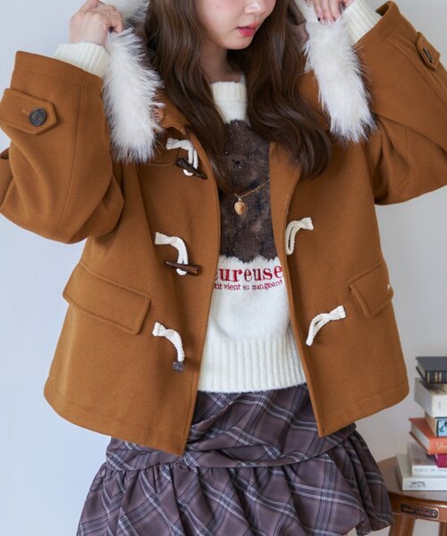ANOTHER BRANCH OLIVE des OLIVE ダッフルコート コート ファー付き