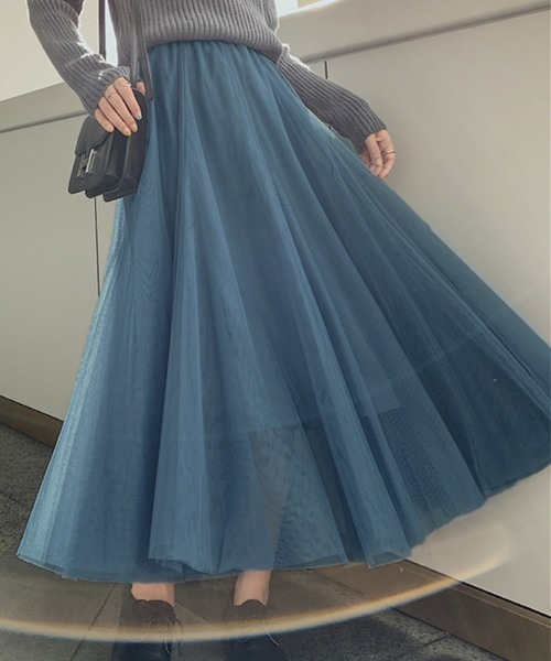 DAY CLOSET スカート 「裏地付き」ふんわりシフォンのシアーチュール