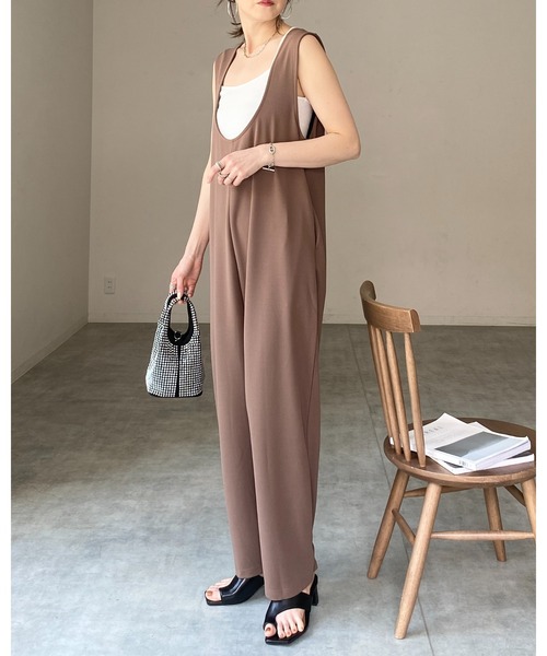 She's Closet オールインワン 前後2wayVネックノースリーブ裾ボタン